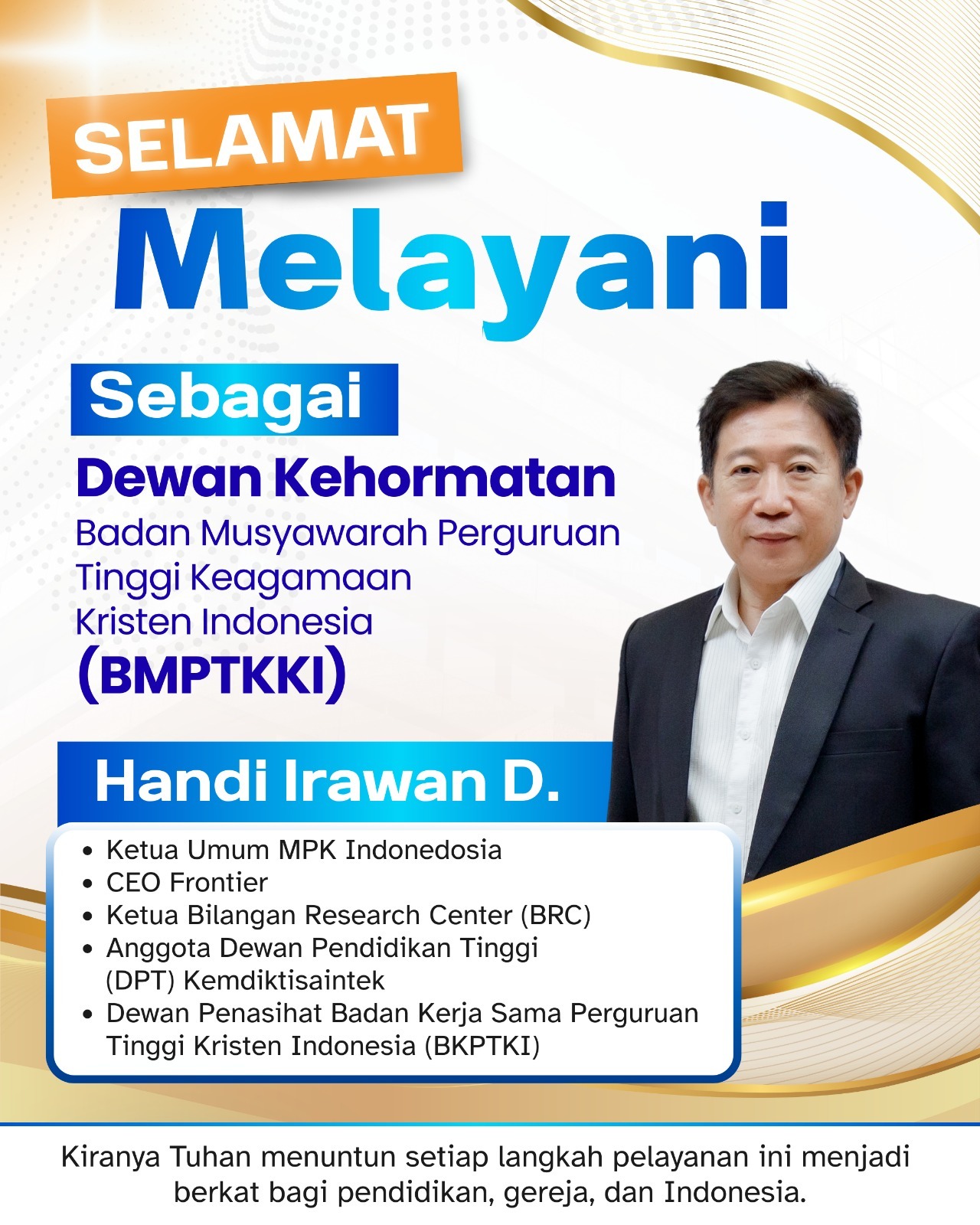 Handi Irawan D. ditetapkan sebagai Dewan Kehormatan BMPTKKI, Perkuat Peran Pendidikan Kristen di Indonesia