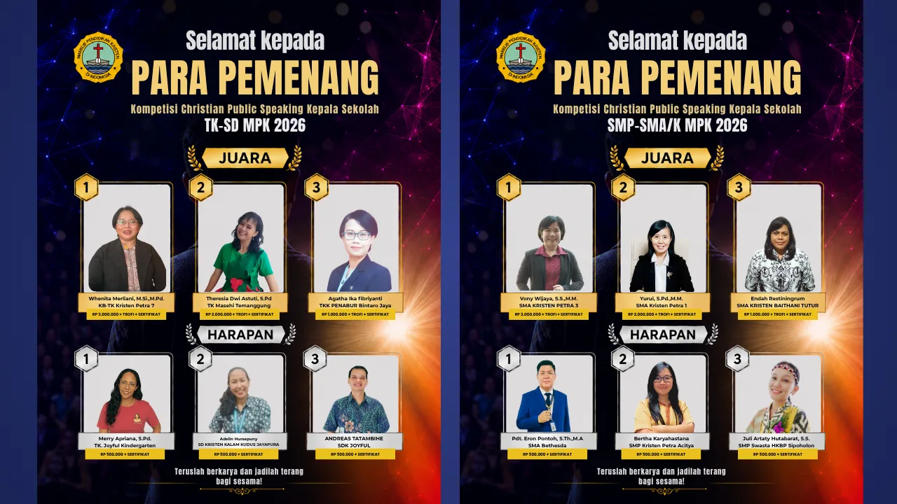 Menginspirasi Lewat Kata, Memimpin dengan Hati: Pemenang Kompetisi Christian Public Speaking Kepala Sekolah MPK 2026